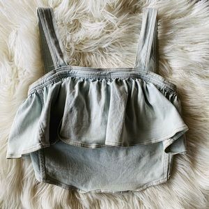 Flannel Denim Tie Crop Top - Size 0